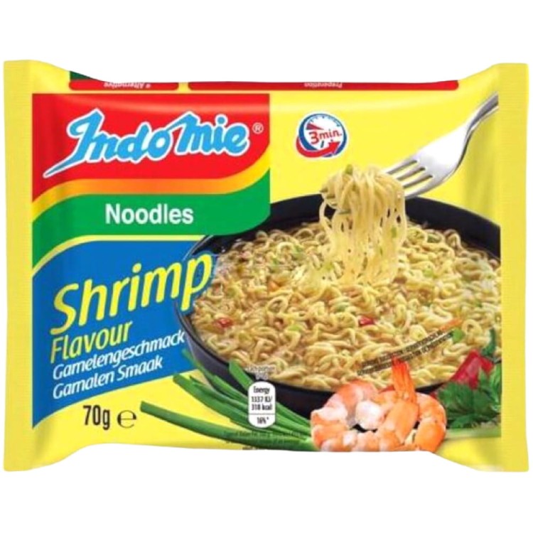 KARTON Indonezyjski Makaron Zupka KREWETKOWA Instant Shrimp Noodles Soup 40x70g INDOMIE