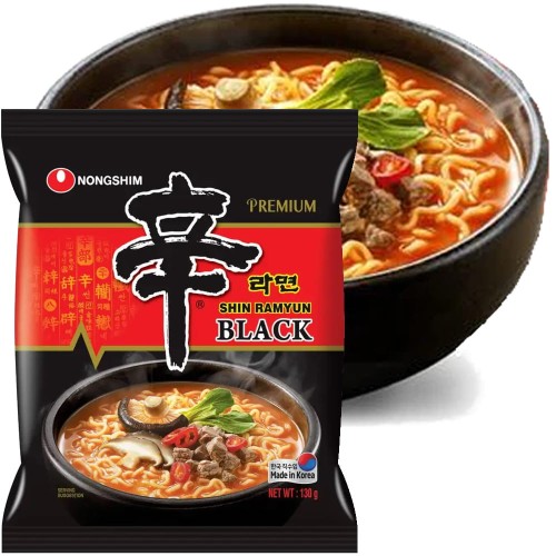 Koreańska Zupka Błyskawiczna Instant Shin Ramyun Black Ostra Hot 130g NONGSHIM