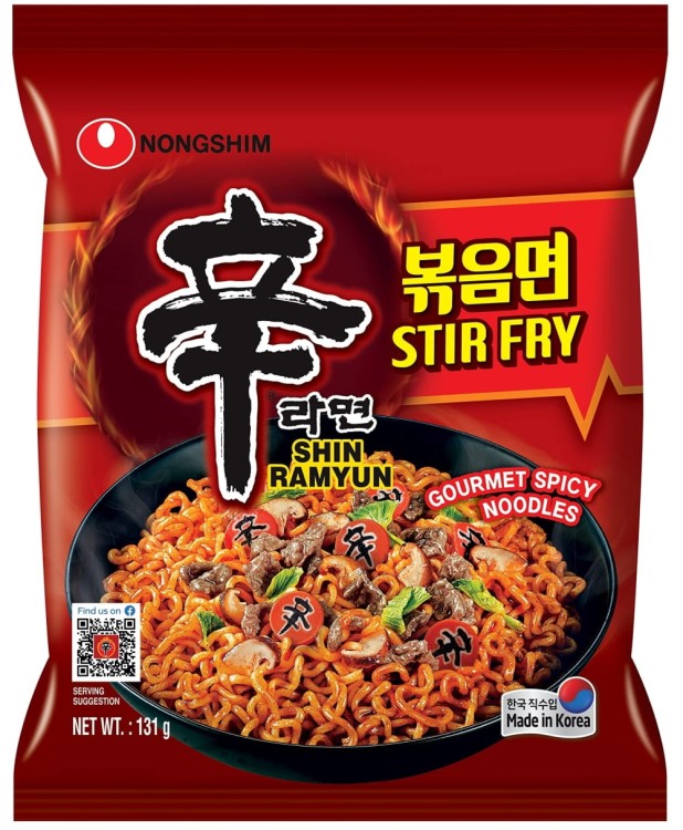 Koreański Błyskawiczny Makaron Instant Shin Ramyun Stir Fry Ostry Hot 131g NONGSHIM