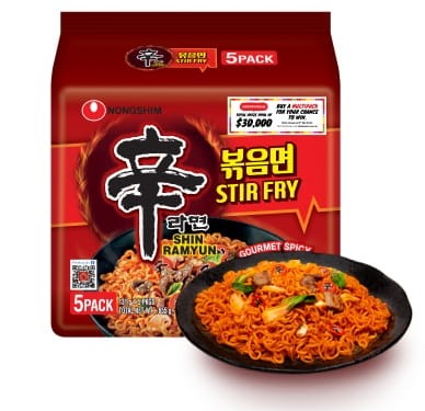 Koreański Błyskawiczny Makaron Instant Shin Ramyun Stir Fry Ostry Hot 131g NONGSHIM