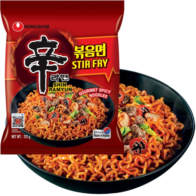 Koreański Błyskawiczny Makaron Instant Shin Ramyun Stir Fry Ostry Hot 131g NONGSHIM