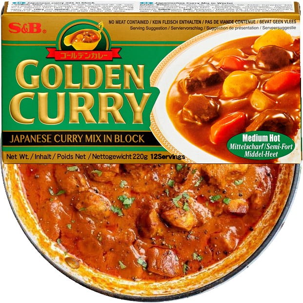 Japońskie Golden Curry MEDIUM HOT Średnio Ostre 12 Porcji 220g S&B