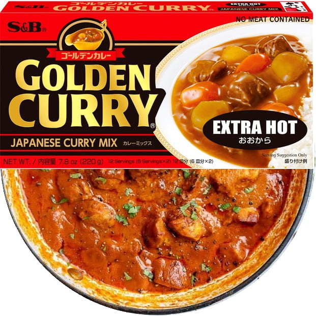 Japońskie Golden Curry EXTRA HOT Bardzo Ostre 12 Porcji 220g S&B