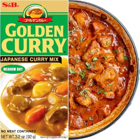 Japońskie Golden Curry MEDIUM HOT Średnio Ostre 5 Porcji 92g S&B