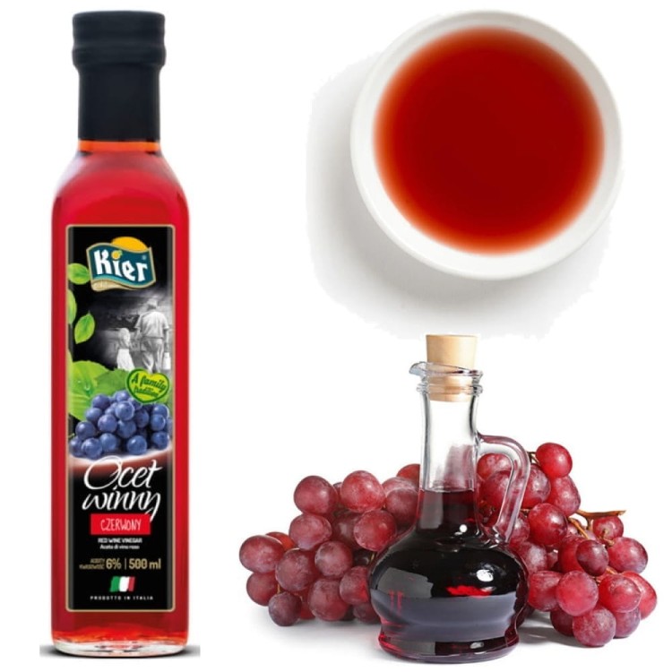 Włoski Zdrowy Ocet Winny Czerwony z Wina Czerwonego Do Sałatek 500ml KIER