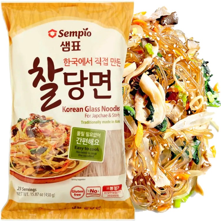 Koreański Makaron z Tapioki i Batatów Glass Noodles 450g SEMPIO