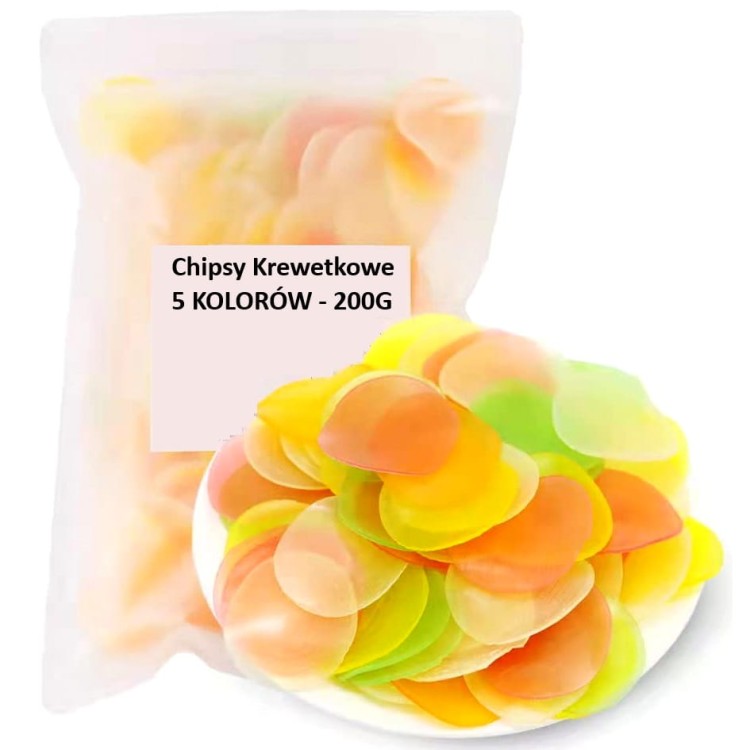 Chipsy Prażynki Krewetkowe KOLOROWE Przekąska Do Smażenia 200g PROORIENT