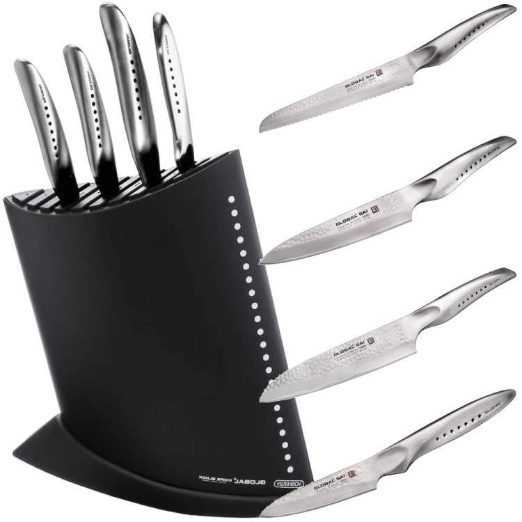 Global SAI Japoński Komplet 4 Noży w Czarnym Bloku GKB-52CB