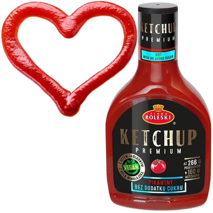 Ketchup Sos Pomidorowy PIKANTNY Bez Glutenu Dla Vegan PREMIUM 425g ROLESKI