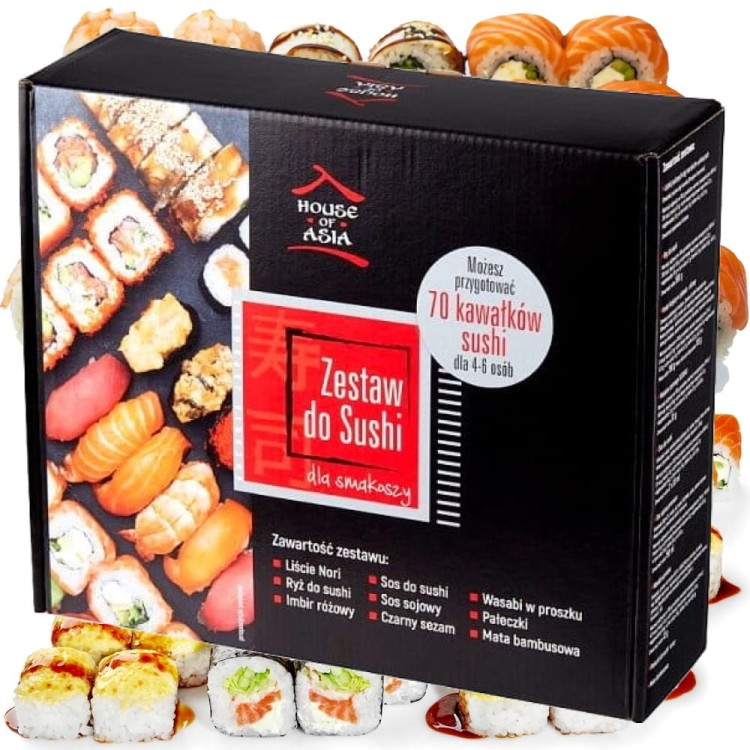 Zestaw Do Sushi Duży 60-70 Rolek Idealny Na Prezent w Pudełku HOUSE OF ASIA