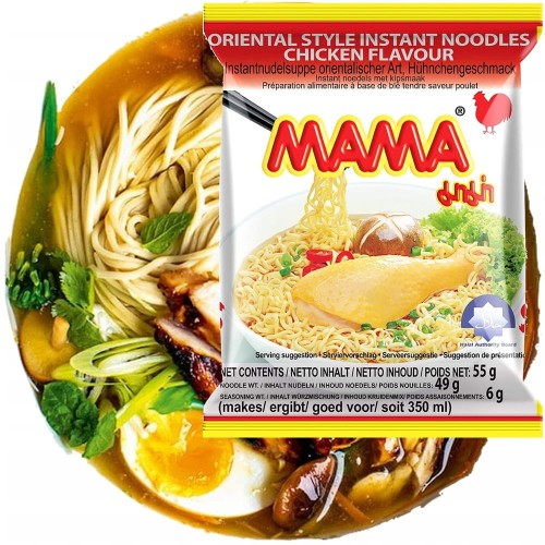 KARTON Tajska Zupka Błyskawiczna Makaron Instant Kurczak 30x55g MAMA