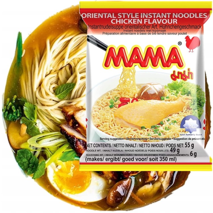 KARTON Tajska Zupka Błyskawiczna Makaron Instant Kurczak 30x55g MAMA