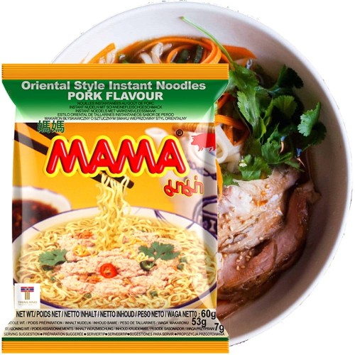 KARTON Tajska Zupka Błyskawiczna Makaron Instant Wieprzowina Pork 30x60g MAMA