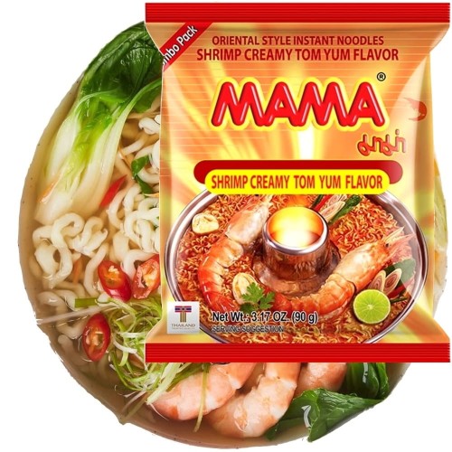 KARTON Tajska Zupka Błyskawiczna Makaron Instant Krewetki Kremowe Tom Yum 30x55g MAMA