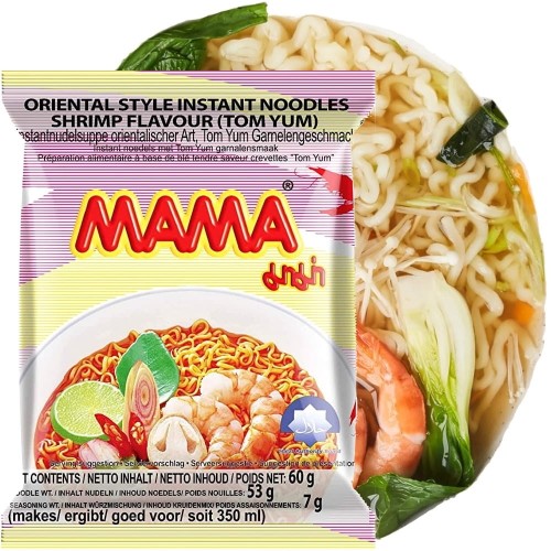 KARTON Tajska Zupka Błyskawiczna Makaron Instant Krewetki Tom Yum 30x60g MAMA