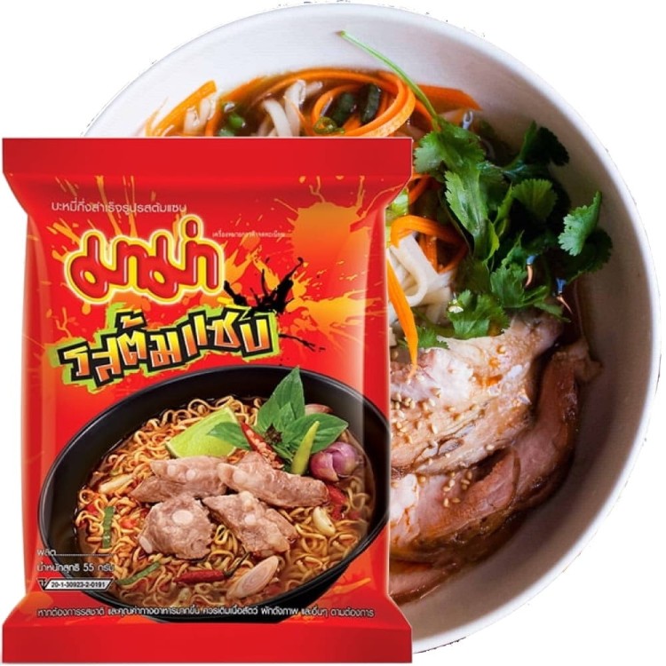 Tajska Zupka Błyskawiczna Makaron o Smaku Wieprzowiny Tom Saab 55g MAMA