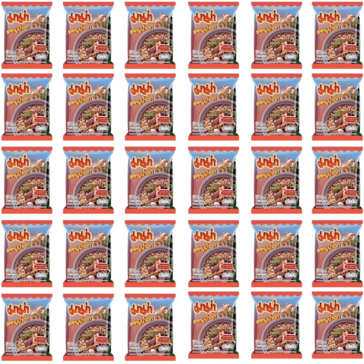 KARTON Tajska Zupka Błyskawiczna Makaron Instant Wieprzowina Moo Nam Tok 30x55g MAMA