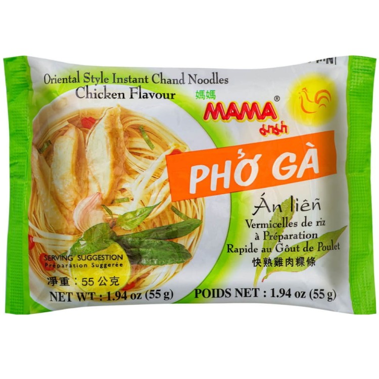 KARTON Tajska Zupka Błyskawiczna Makaron Ryżowy Instant Kurczak Pho Ga 30x55g MAMA