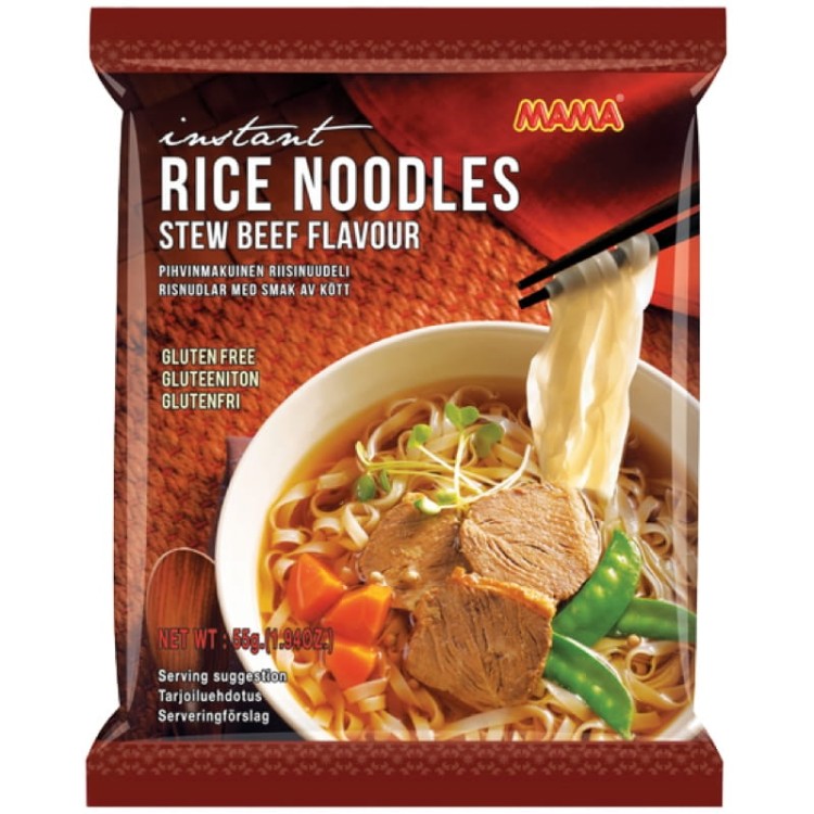 KARTON Tajska Zupka Błyskawiczna Makaron Ryżowy Instant Wołowina 30x55g MAMA