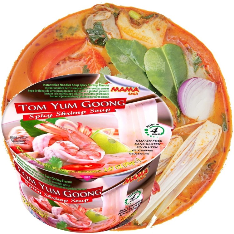 Tajska Zupka Błyskawiczna Makaron Ryżowy Instant Krewetki Tom Yum Cup 70g MAMA