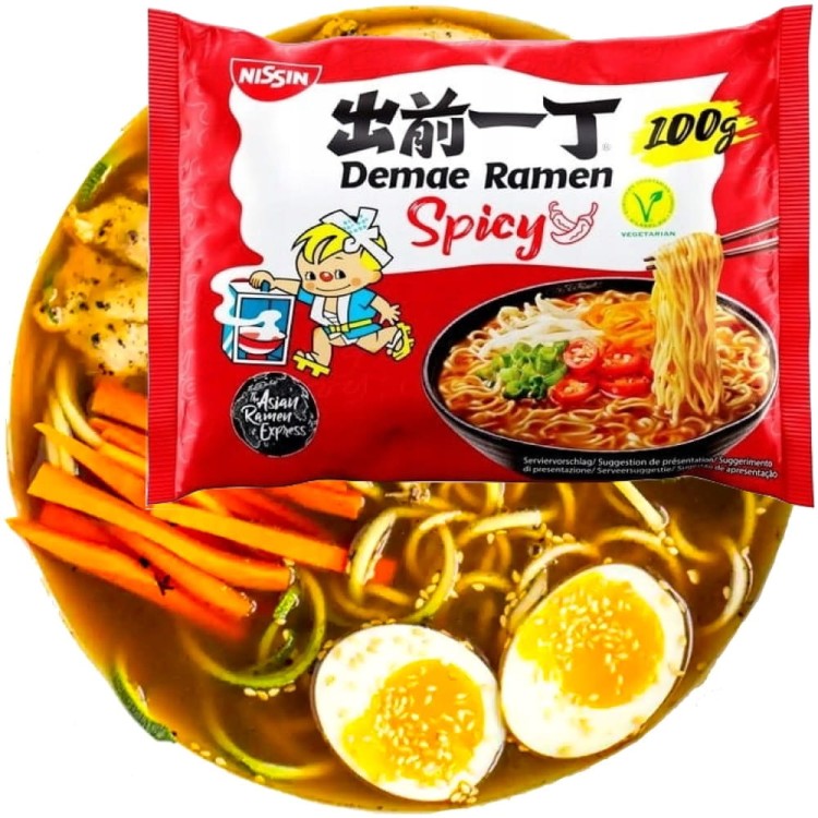KARTON Japońska Zupka Błyskawiczna Makaron Instant Demae Ramen Ostra 30x100g NISSIN