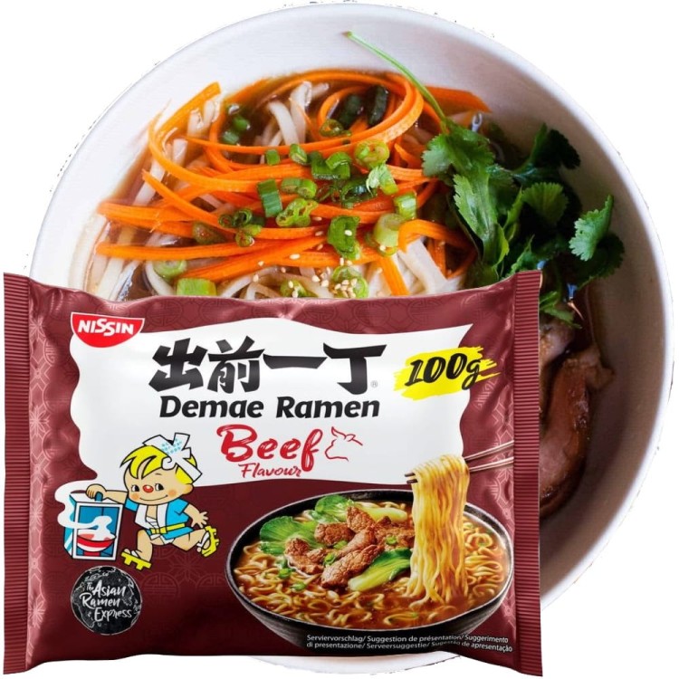 Japońska Zupka Błyskawiczna Makaron Instant Demae Ramen Wołowina 100g NISSIN
