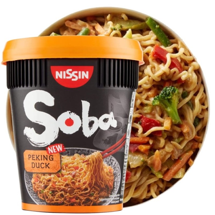 Japońska Zupka Błyskawiczna Makaron Instant Ramen Kaczka Po Pekińsku Soba Kubek Cup 87g NISSIN