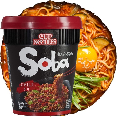 Japońska Zupka Błyskawiczna Makaron Instant Ramen Chili Soba Kubek Cup 92g NISSIN