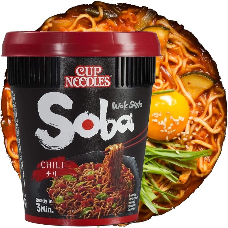 Japońska Zupka Błyskawiczna Makaron Instant Ramen Chili Soba Kubek Cup 92g NISSIN