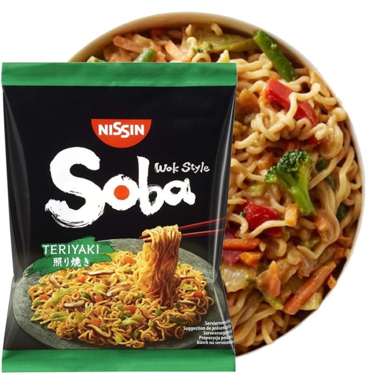 Japońska Zupka Błyskawiczna Makaron Instant Ramen Teriyaki Soba 110g NISSIN