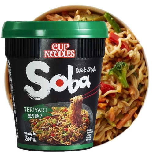 Japońska Zupka Błyskawiczna Makaron Instant Ramen Teriyaki Soba Kubek Cup 90g NISSIN