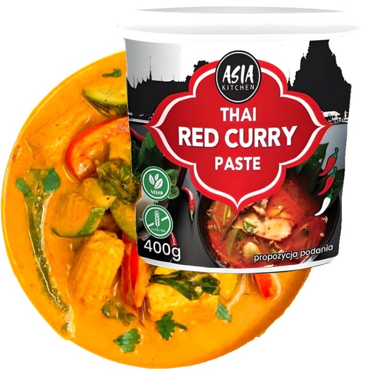 Czerwona Ostra Pasta Curry Vegan Bez Glutenu 400g ASIA KITCHEN