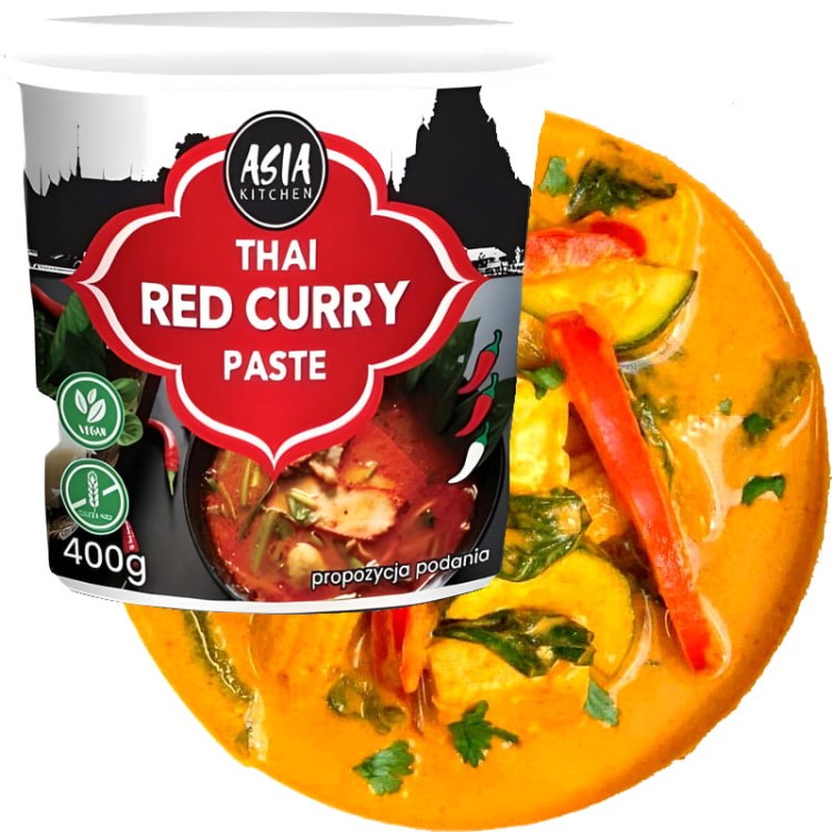 Czerwona Ostra Pasta Curry Vegan Bez Glutenu 400g ASIA KITCHEN