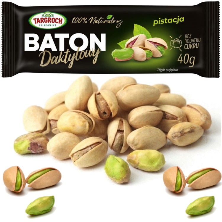 Zdrowy Baton Daktylowy z Pistacjami Pistacją Energia z Natury 40g TARGROCH