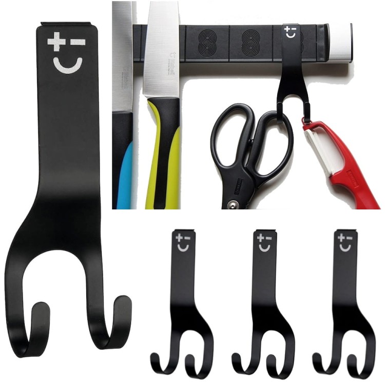 BISBELL Haczyk Na Listwę Podwójny Czarny Metalowy 1 Sztuka