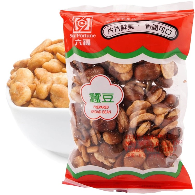 Tajwański Prażony Bób z Solą Smaczna Przekąska Broad Bean 170g SIX FORTUNE