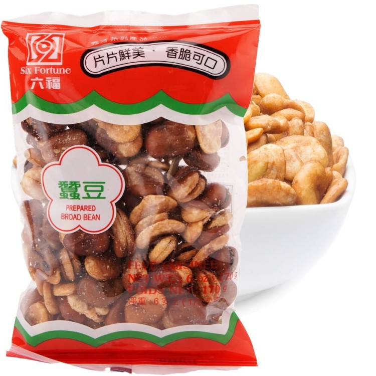 Tajwański Prażony Bób z Solą Smaczna Przekąska Broad Bean 170g SIX FORTUNE