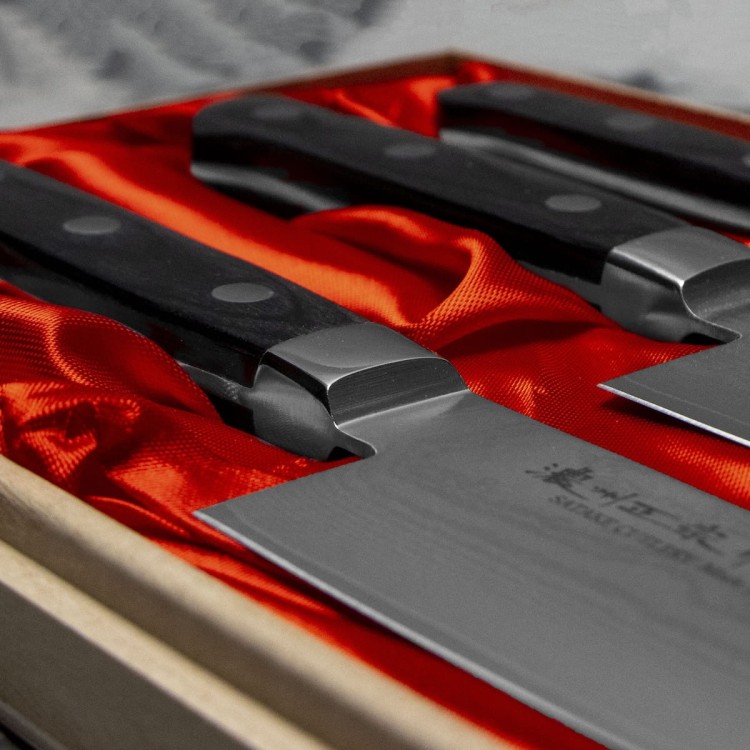 Satake Daichi Japoński Zestaw 3 Noży w Drewnianym Pudełku HG8556W