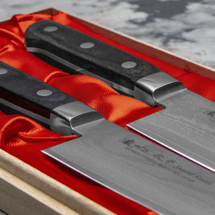 Satake Daichi Japoński Zestaw 2 Noży Nóż Szefa Kuchni 20cm i Santoku 18cm