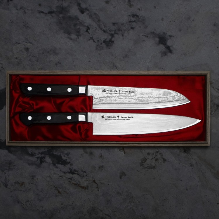 Satake Daichi Japoński Zestaw 2 Noży Nóż Szefa Kuchni 20cm i Santoku 18cm