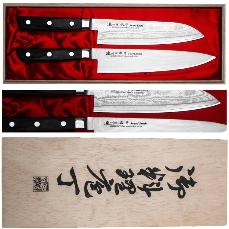 Satake Daichi Japoński Zestaw 2 Noży Nóż Szefa Kuchni 20cm i Santoku 18cm