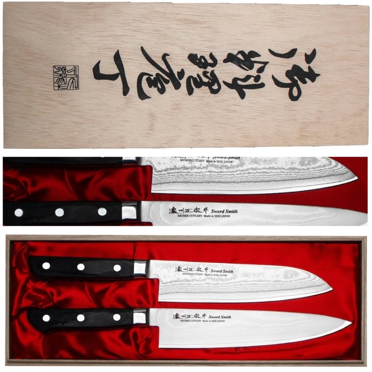 Satake Daichi Japoński Zestaw 2 Noży Nóż Szefa Kuchni 20cm i Santoku 18cm
