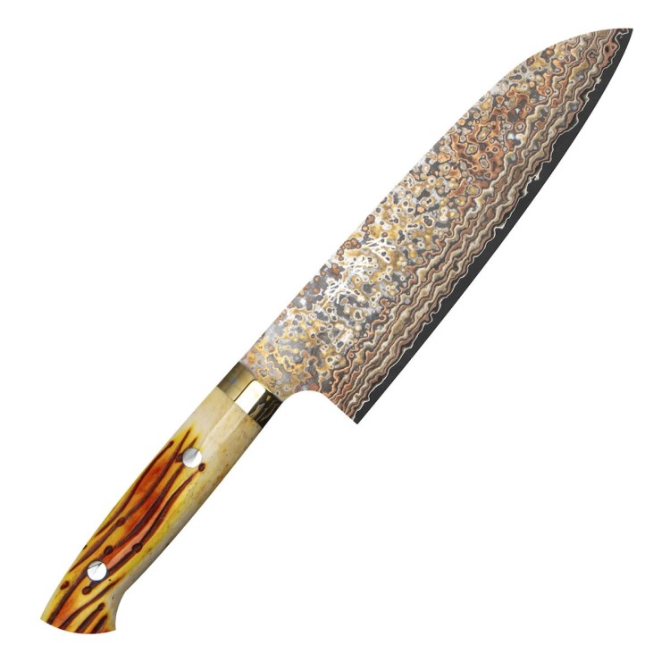 Takeshi Saji OBB Black VG-10 Color Japoński Nóż Santoku 18cm