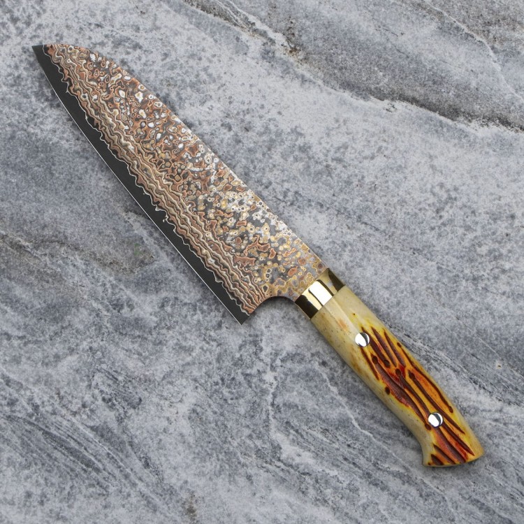 Takeshi Saji OBB Black VG-10 Color Japoński Nóż Santoku 18cm