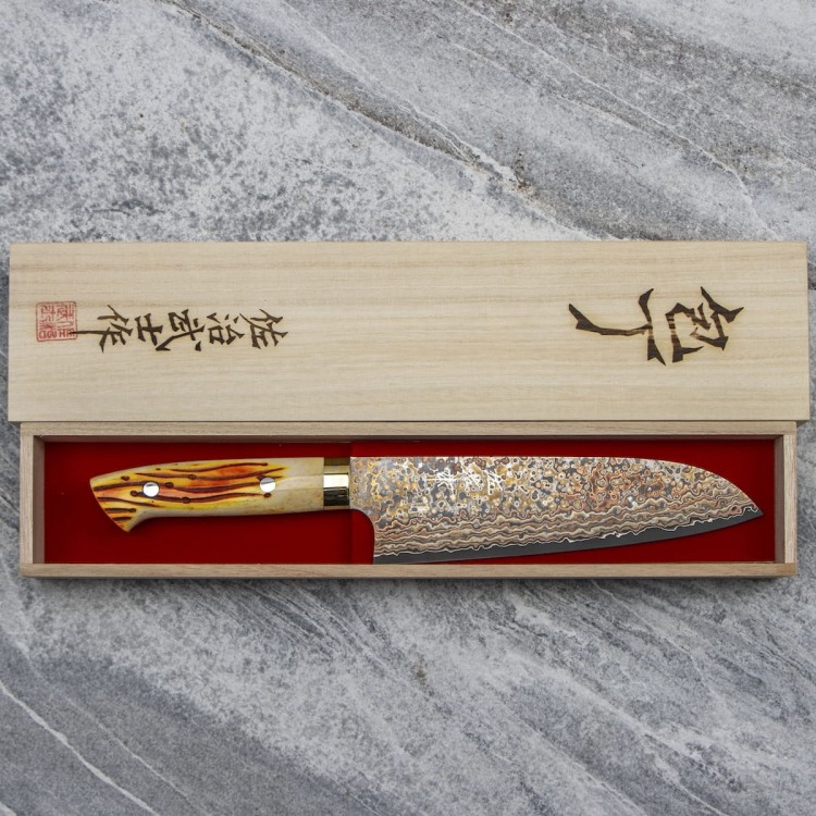 Takeshi Saji OBB Black VG-10 Color Japoński Nóż Santoku 18cm