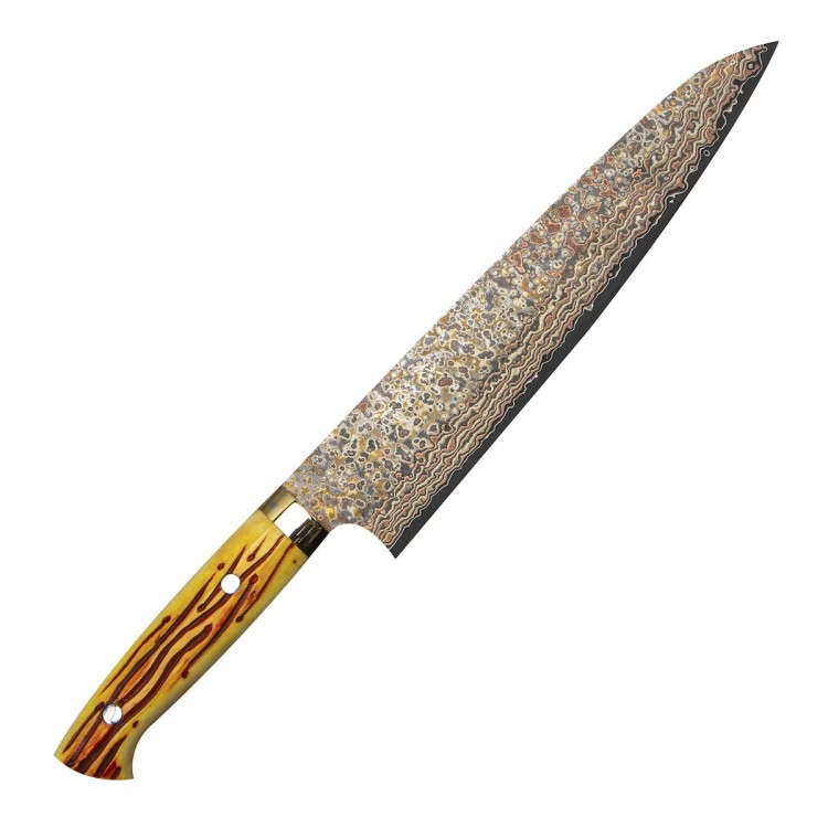 Takeshi Saji OBB Black Ręcznie Kuty VG-10 Color Japoński Nóż Kuchenny Szefa Kuchni 24cm