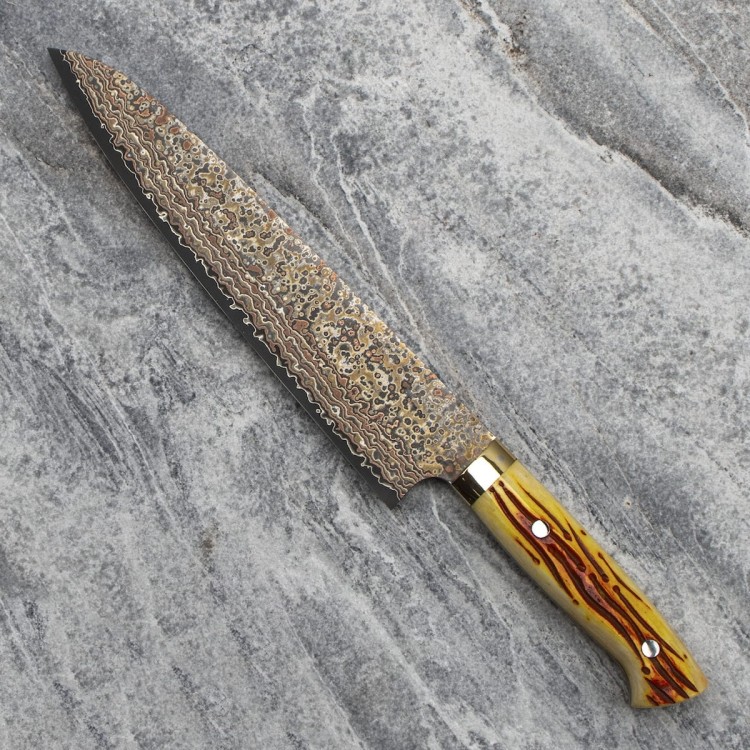 Takeshi Saji OBB Black Ręcznie Kuty VG-10 Color Japoński Nóż Kuchenny Szefa Kuchni 24cm