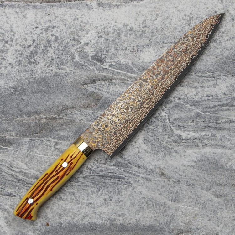 Takeshi Saji OBB Black Ręcznie Kuty VG-10 Color Japoński Nóż Kuchenny Szefa Kuchni 24cm