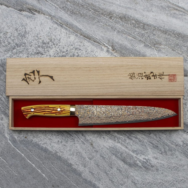 Takeshi Saji OBB Black Ręcznie Kuty VG-10 Color Japoński Nóż Kuchenny Szefa Kuchni 24cm