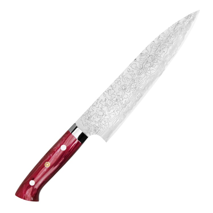 Takeshi Saji Red Turquoise Ręcznie Kuty R2 Japoński Nóż Kuchenny Szefa Kuchni 63-64 HRC 21cm